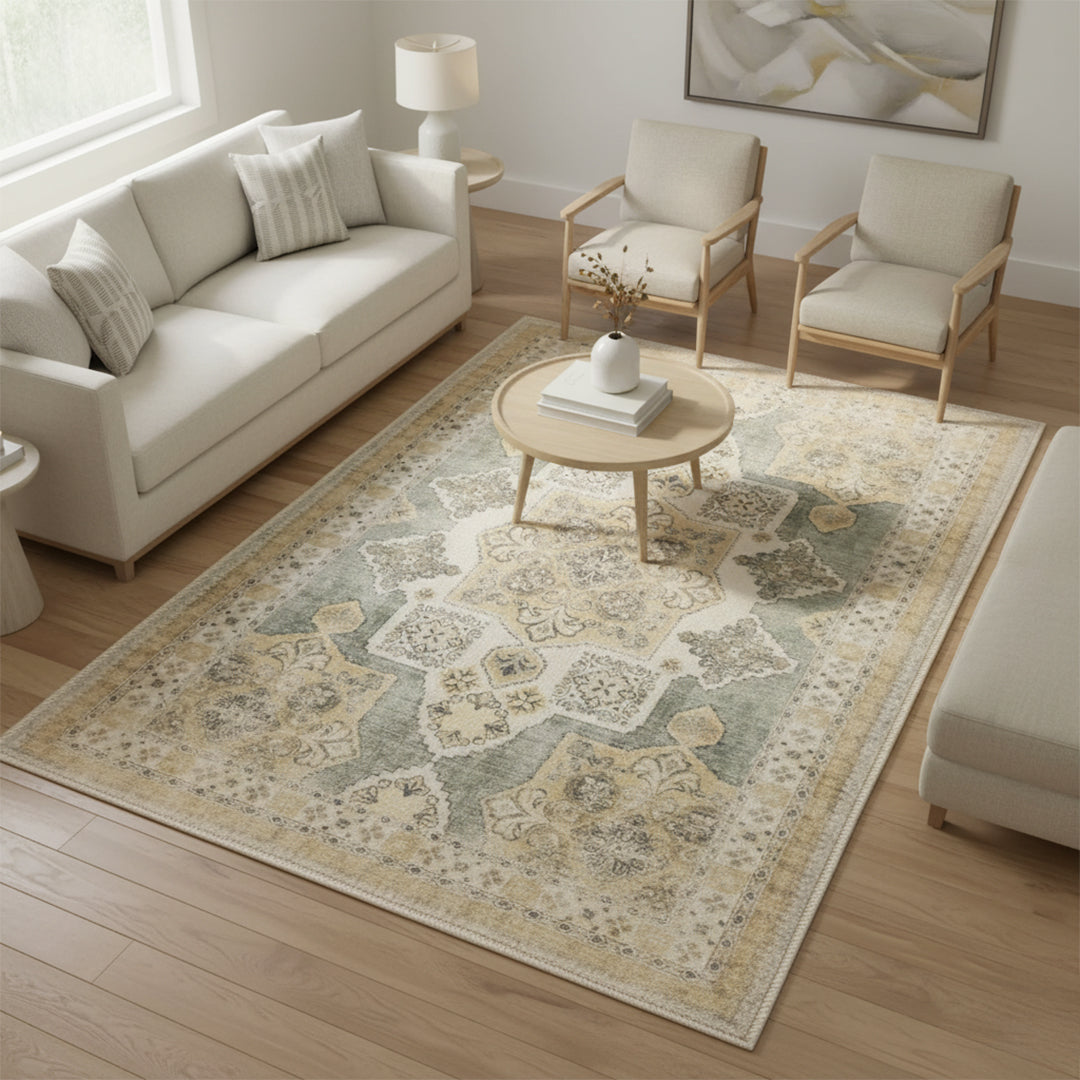 Muddy Mat® Monarch Washable Area Rugs for Living Room, Bedroom & Dining Room – Modern Soft Low Pile Non Slip Carpet – Pet Friendly Waterproof Foldable Rugs for Home