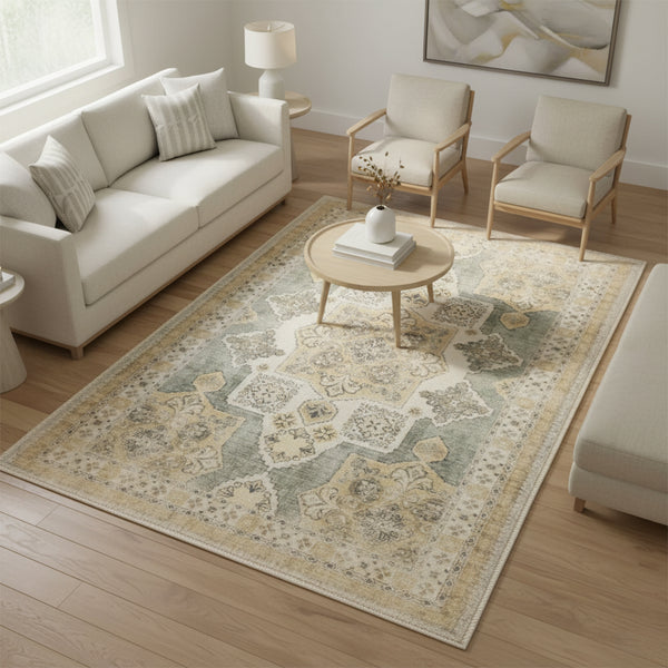 Muddy Mat® Monarch Washable Area Rugs for Living Room, Bedroom & Dining Room – Modern Soft Low Pile Non Slip Carpet – Pet Friendly Waterproof Foldable Rugs for Home