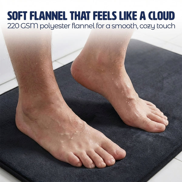 Muddy Mat® Memory Foam Bath Mat Set 2 Piece – Velvet Soft Non Slip Bathroom Rugs Set, Thick Absorbent Washable Bath Mats for Bathroom Floor and Shower, 20"x30" + 20"x20" U-Shaped