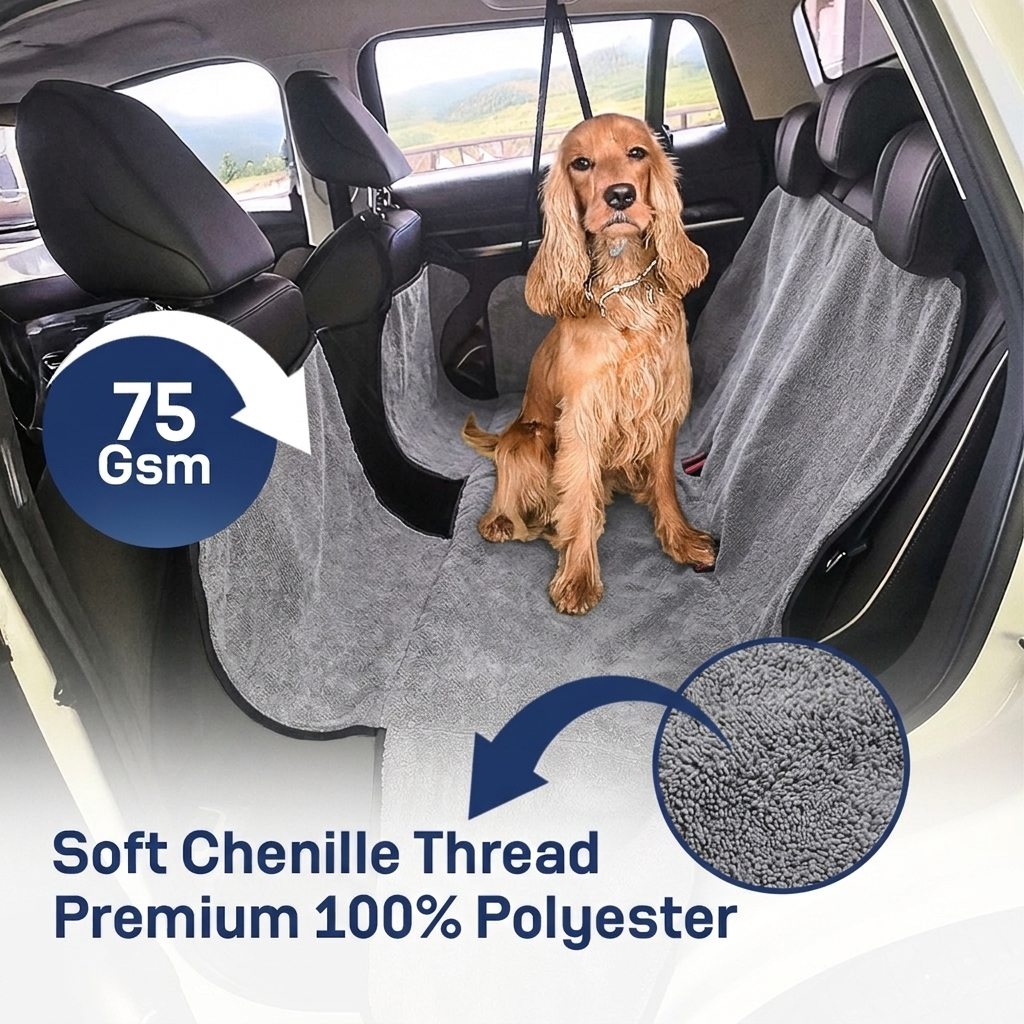 Muddy Mat® Petite Chenille Dog Car Seat Cover for Back Seat, 100% Waterproof Dog Hammock for Car, SUVs & Trucks, Heavy Duty, Scratch Proof Car Seat Cover, Slip Resistant Backing & Side Flaps