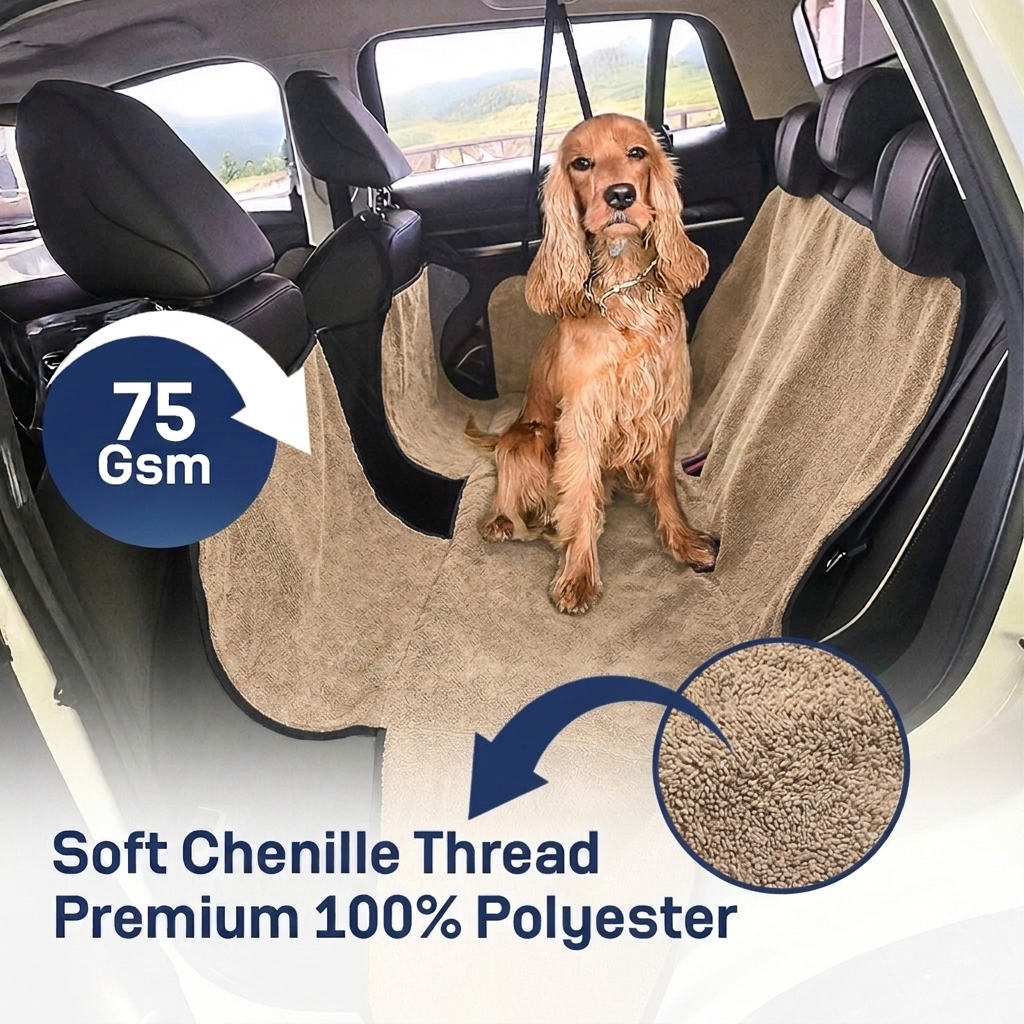 Muddy Mat® Petite Chenille Dog Car Seat Cover for Back Seat, 100% Waterproof Dog Hammock for Car, SUVs & Trucks, Heavy Duty, Scratch Proof Car Seat Cover, Slip Resistant Backing & Side Flaps