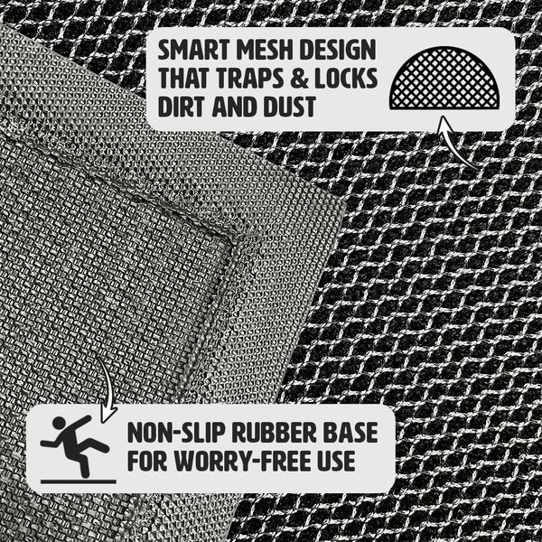 Muddy Mat® Semi-Circle Meshy Door Mat Heavy-Duty Quick-Dry Floor Mat, Sand & Dirt Trapper for Indoor & Outdoor, Ideal for Entrance, Patios & Garages, Low-Profile, Non-Slip, Washable, Mudroom