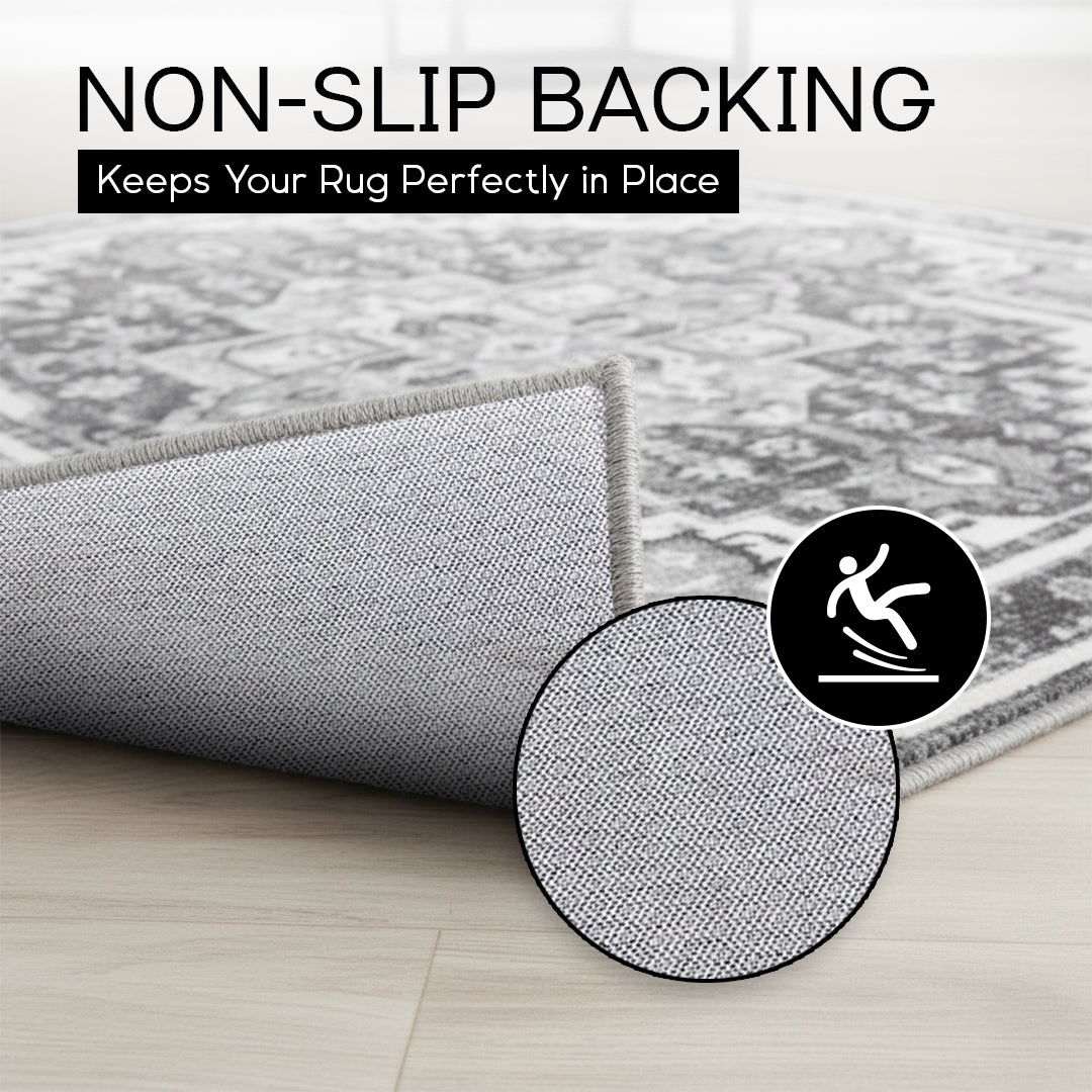 Muddy Mat® Onyx Washable Area Rugs for Living Room, Bedroom & Dining Room – Modern Soft Low Pile Non Slip Carpet – Pet Friendly Waterproof Foldable Rugs for Home