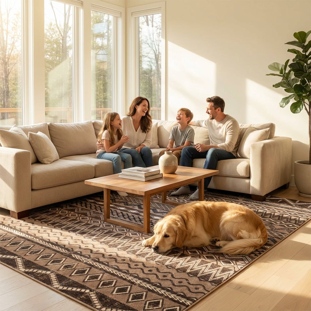 Muddy Mat® Nomad Washable Area Rugs for Living Room, Bedroom & Dining Room – Modern Soft Low Pile Non Slip Carpet – Pet Friendly Waterproof Foldable Rugs for Home