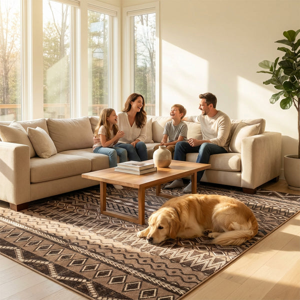 Muddy Mat® Nomad Washable Area Rugs for Living Room, Bedroom & Dining Room – Modern Soft Low Pile Non Slip Carpet – Pet Friendly Waterproof Foldable Rugs for Home