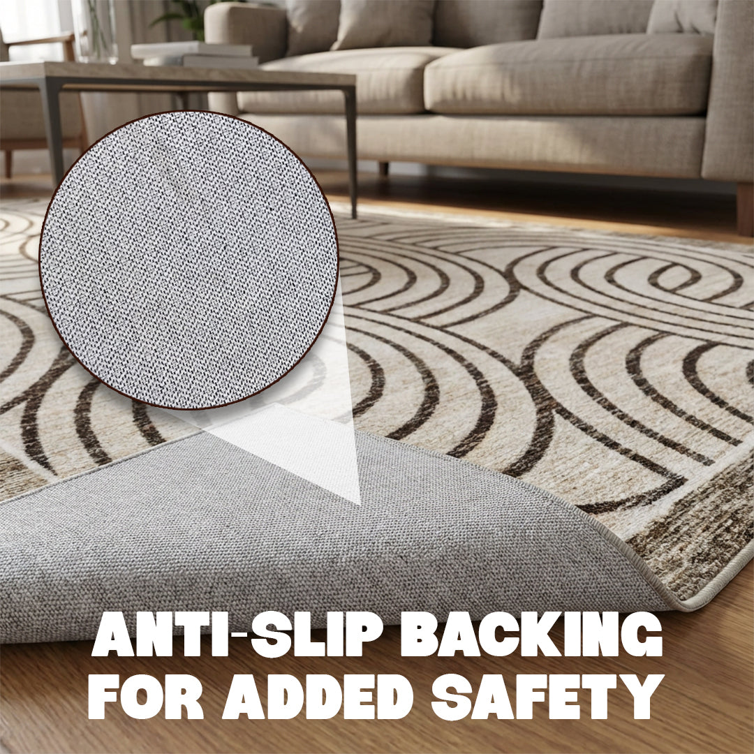 Muddy Mat® Orbit Washable Area Rugs for Living Room, Bedroom & Dining Room – Modern Soft Low Pile Non Slip Carpet – Pet Friendly Waterproof Foldable Rugs for Home