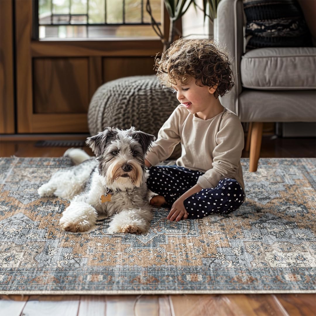 Muddy Carpet Coral Washable Area Rugs for Living Room, Bedroom