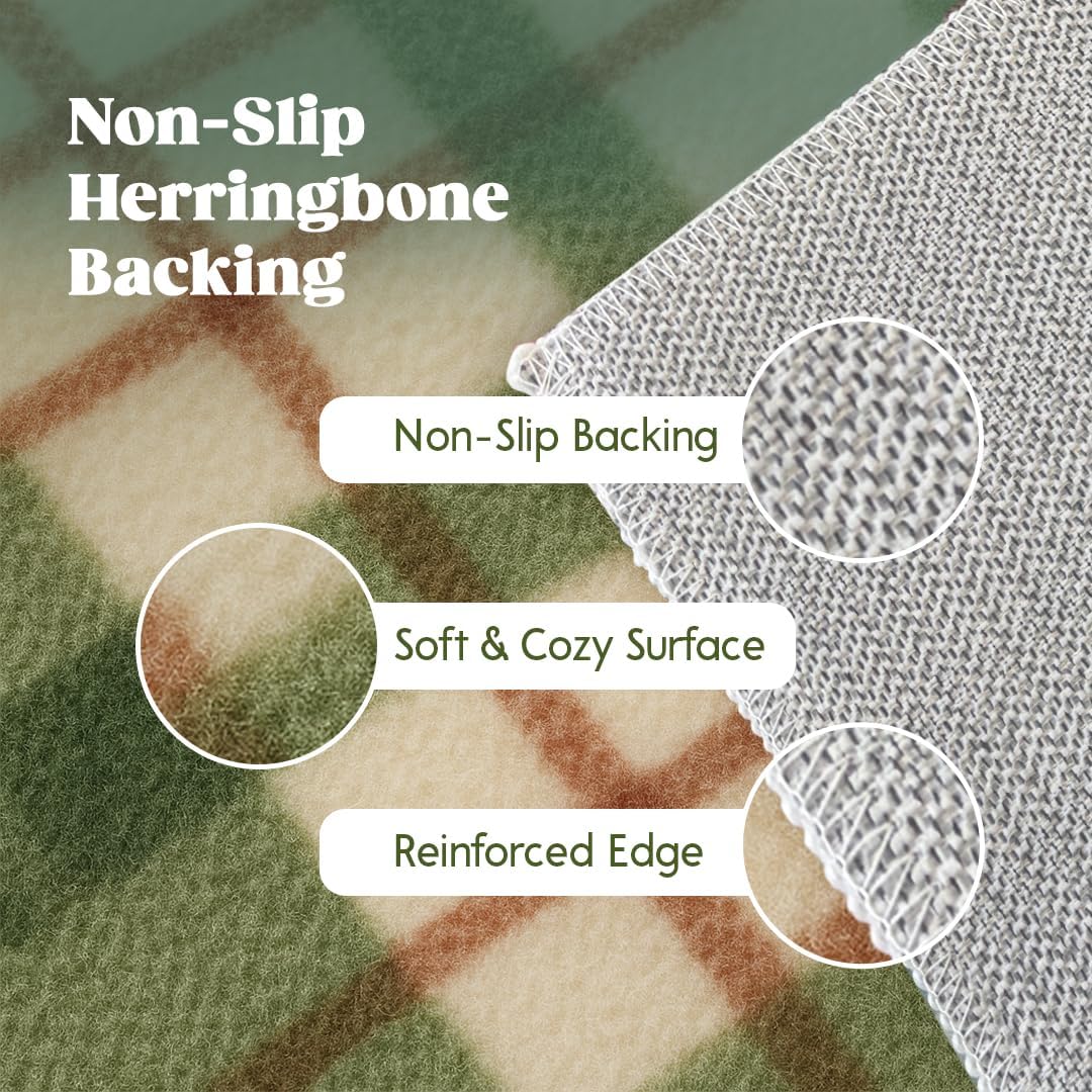 Muddy Mat® Plaid Washable Area Rugs for Living Room, Bedroom & Dining Room – Modern Soft Low Pile Non Slip Carpet – Pet Friendly Waterproof Foldable Rugs for Home