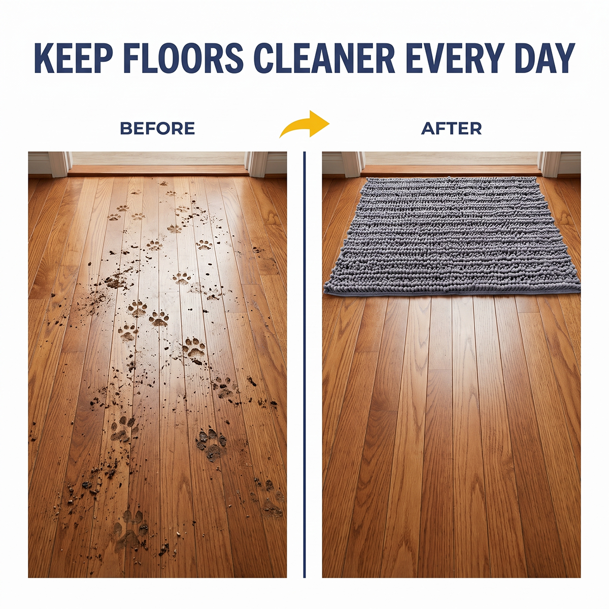 Muddy Mat® DuoMax Dog Door Mat for Muddy Paws – Dual-Texture Absorbent Mat Chenille Entryway Muddy Carpet®, Microfiber Quick Dry, Slip Resistant Machine Washable Indoor Mat