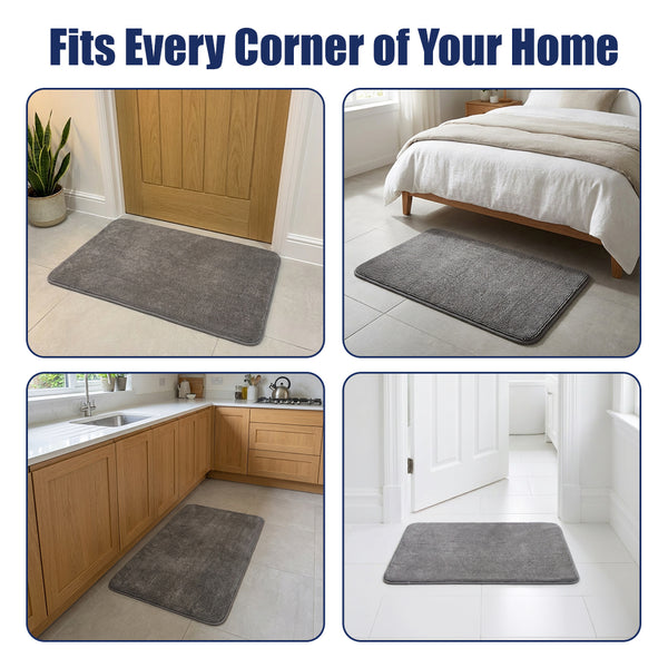 Muddy Mat® CloudStep Bathroom Rugs, Non Slip Bath Mats for Bathroom, Super Absorbent Memory Foam Chenille, Quick Dry Machine Washable Thick Toilet Rug for Shower Tub and Floor