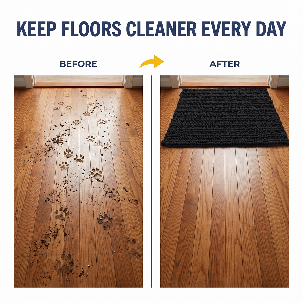 Muddy Mat® DuoMax Dog Door Mat for Muddy Paws – Dual-Texture Absorbent Mat Chenille Entryway Muddy Carpet®, Microfiber Quick Dry, Slip Resistant Machine Washable Indoor Mat