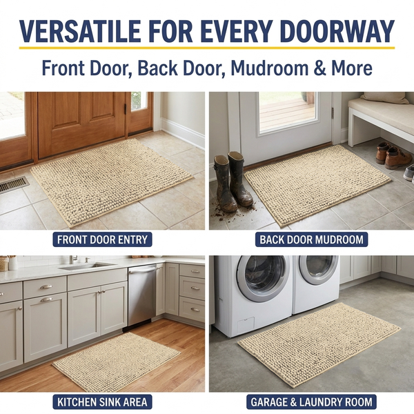 Muddy Mat® T.Max Dog Door Mat for Muddy Paws – Dirt-Trapping Chenille Entryway Muddy Carpet®, Super Water Absorbent Microfiber, Quick Dry, Slip Resistant Washable Indoor Mat