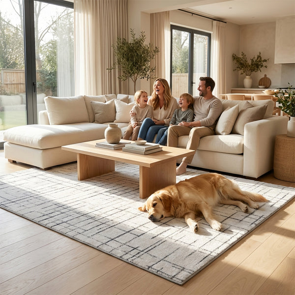Muddy Mat® Strata Washable Area Rugs for Living Room, Bedroom & Dining Room – Modern Soft Low Pile Non Slip Carpet – Pet Friendly Waterproof Foldable Rugs for Home