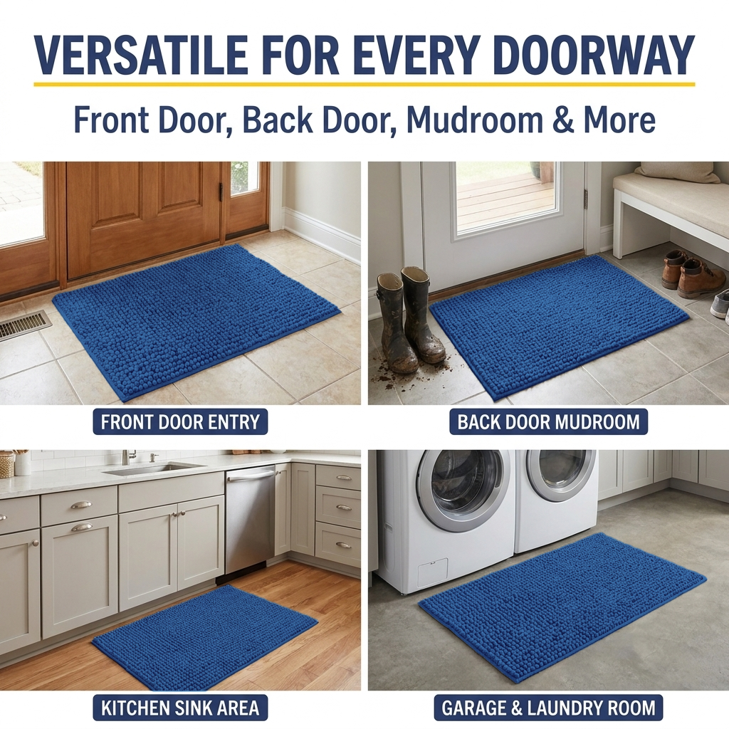 Muddy Mat® T.Max Dog Door Mat for Muddy Paws – Dirt-Trapping Chenille Entryway Muddy Carpet®, Super Water Absorbent Microfiber, Quick Dry, Slip Resistant Washable Indoor Mat