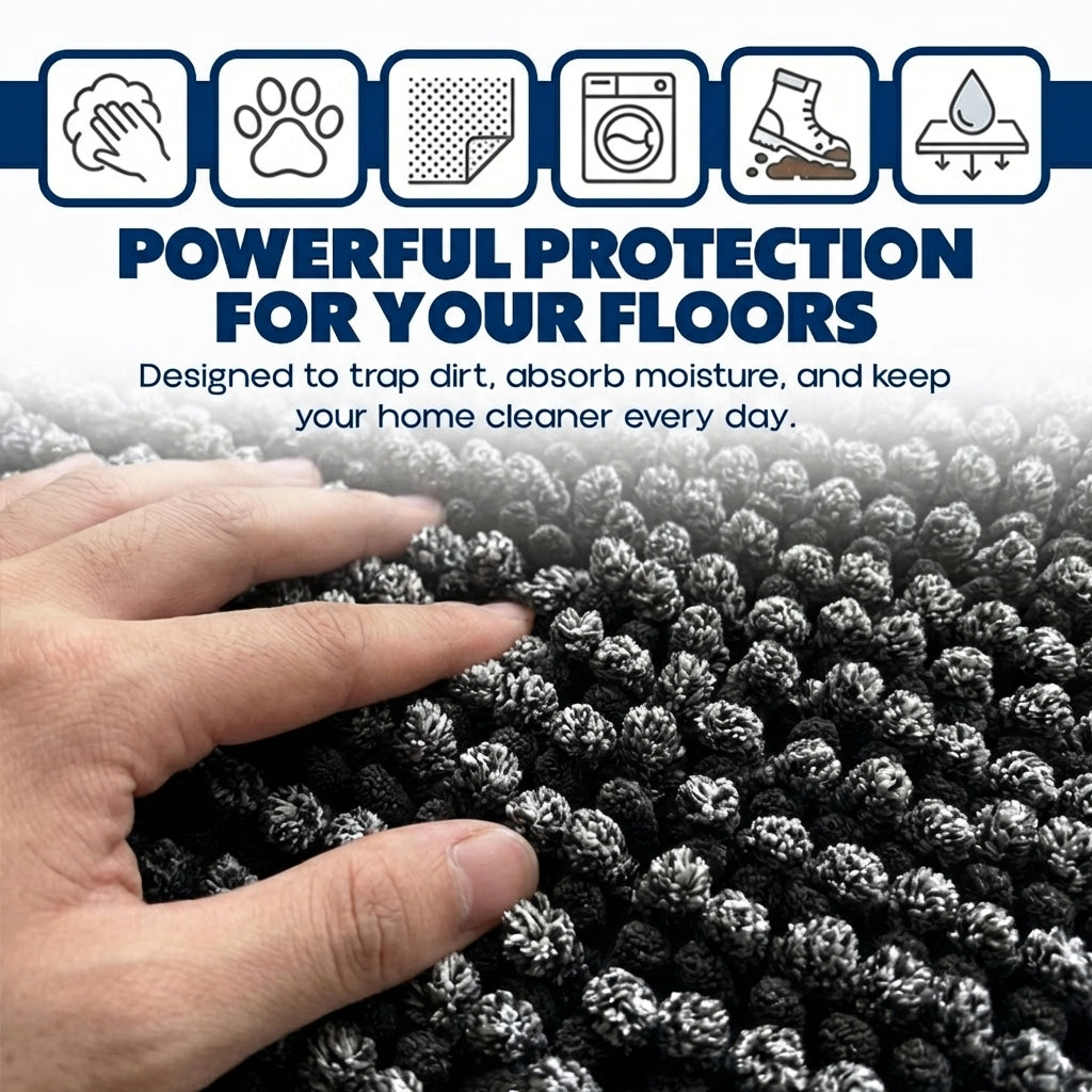 Muddy Mat® TrapMax Indoor Dog Door Mat & Bathroom Rugs – Non Slip Chenille Entryway Rug for Muddy Paws, Super Absorbent Washable Front Door Mat, Quick Dry Bath Mat