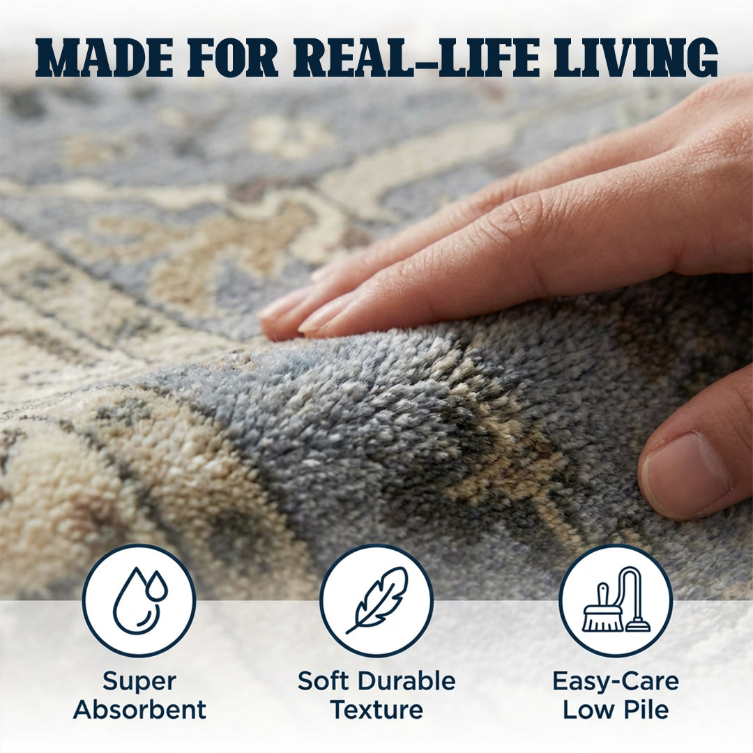 Muddy Rags Muddy Mat® Duskfall Washable Area Rugs for Living Room, Bedroom & Dini