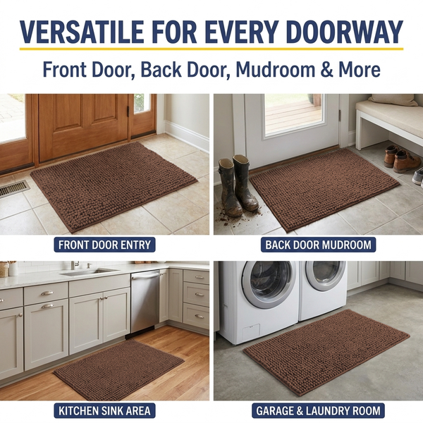 Muddy Mat® T.Max Dog Door Mat for Muddy Paws – Dirt-Trapping Chenille Entryway Muddy Carpet®, Super Water Absorbent Microfiber, Quick Dry, Slip Resistant Washable Indoor Mat