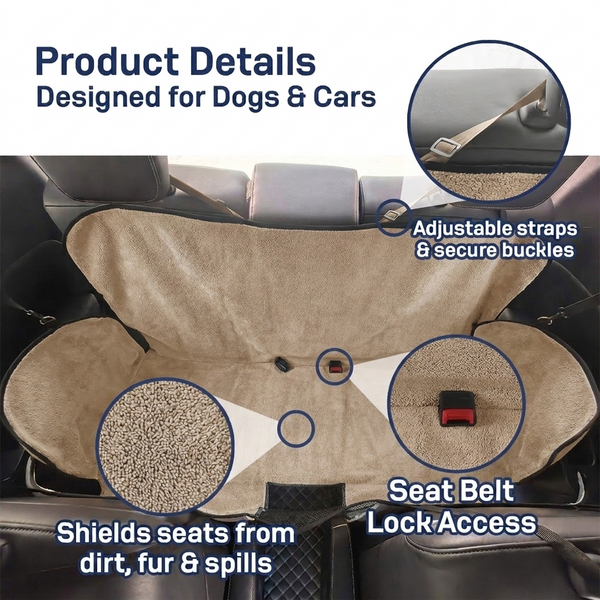 Muddy Mat® Petite Chenille Dog Car Seat Cover for Back Seat, 100% Waterproof Dog Hammock for Car, SUVs & Trucks, Heavy Duty, Scratch Proof Car Seat Cover, Slip Resistant Backing & Side Flaps