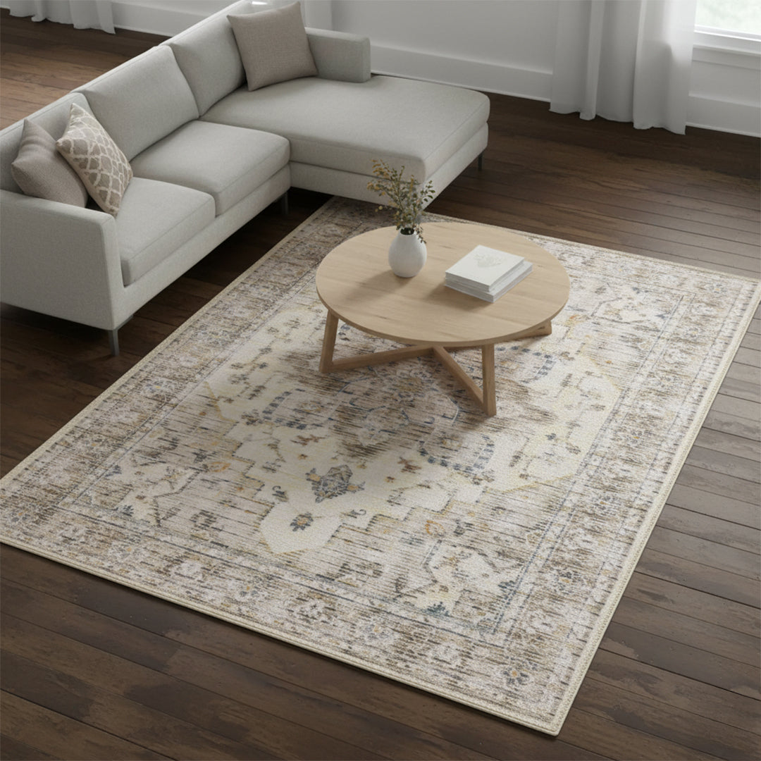 Muddy Mat® Tuscany Washable Area Rugs for Living Room, Bedroom & Dining Room – Modern Soft Low Pile Non Slip Carpet – Pet Friendly Waterproof Foldable Rugs for Home