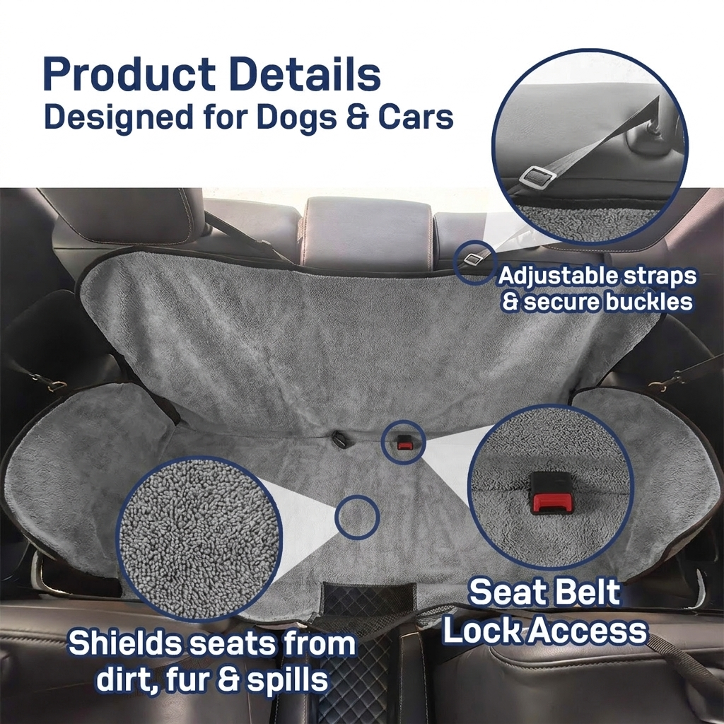 Muddy Mat® Petite Chenille Dog Car Seat Cover for Back Seat, 100% Waterproof Dog Hammock for Car, SUVs & Trucks, Heavy Duty, Scratch Proof Car Seat Cover, Slip Resistant Backing & Side Flaps