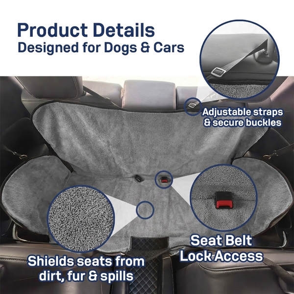 Muddy Mat® Petite Chenille Dog Car Seat Cover for Back Seat, 100% Waterproof Dog Hammock for Car, SUVs & Trucks, Heavy Duty, Scratch Proof Car Seat Cover, Slip Resistant Backing & Side Flaps
