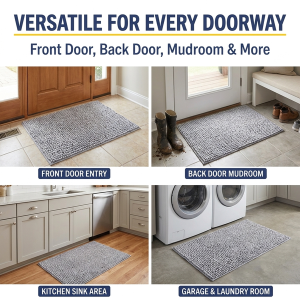 Muddy Mat® T.Max Dog Door Mat for Muddy Paws – Dirt-Trapping Chenille Entryway Muddy Carpet®, Super Water Absorbent Microfiber, Quick Dry, Slip Resistant Washable Indoor Mat