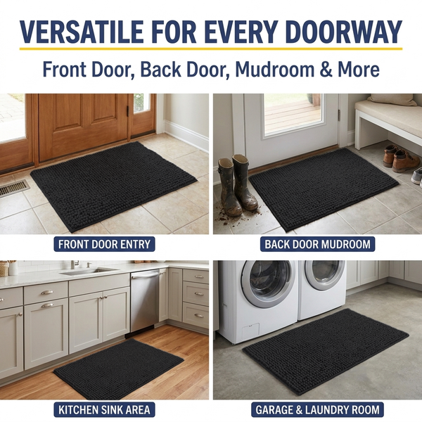 Muddy Mat® T.Max Dog Door Mat for Muddy Paws – Dirt-Trapping Chenille Entryway Muddy Carpet®, Super Water Absorbent Microfiber, Quick Dry, Slip Resistant Washable Indoor Mat