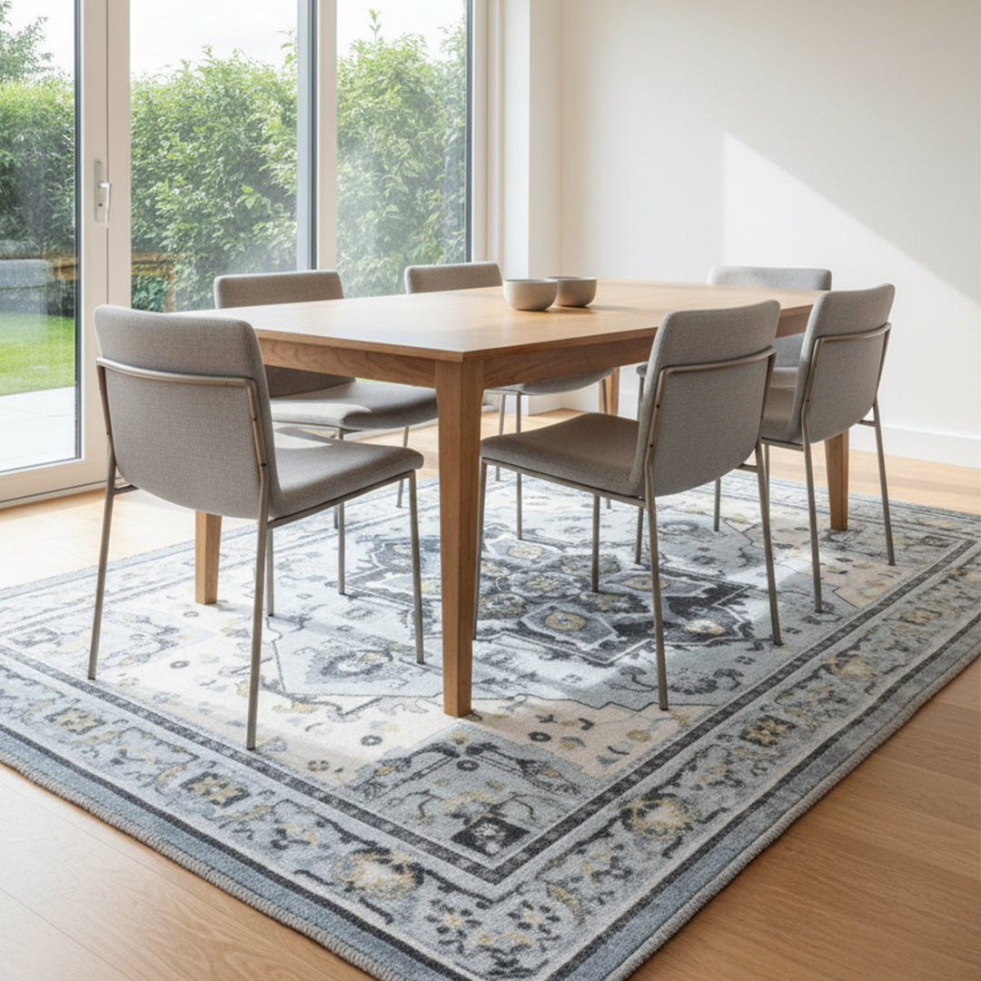 Muddy Mat® Azure Washable Area Rugs for Living Room, Bedroom & Dining Room – Modern Soft Low Pile Non Slip Carpet – Pet Friendly Waterproof Foldable Rugs for Home