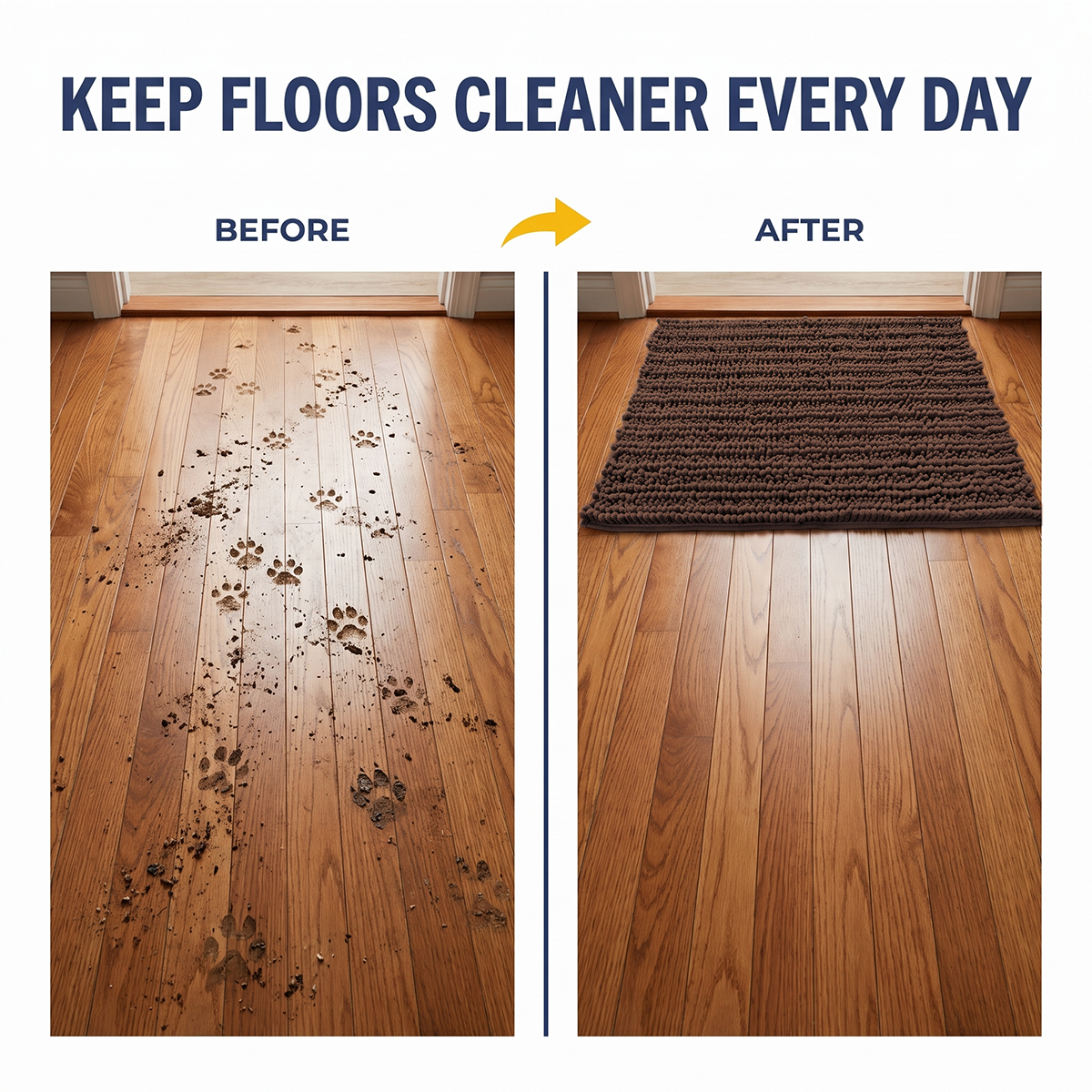 Muddy Mat® DuoMax Dog Door Mat for Muddy Paws – Dual-Texture Absorbent Mat Chenille Entryway Muddy Carpet®, Microfiber Quick Dry, Slip Resistant Machine Washable Indoor Mat