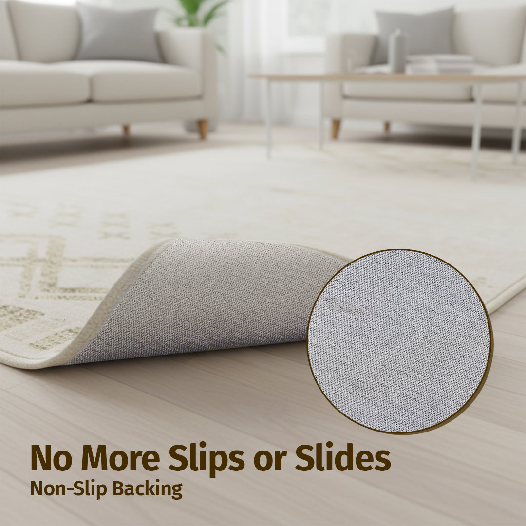 Muddy Mat® Tribal Washable Area Rugs for Living Room, Bedroom & Dining Room – Modern Soft Low Pile Non Slip Carpet – Pet Friendly Waterproof Foldable Rugs for Home