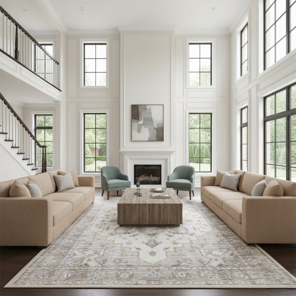 Muddy Mat® Tuscany Washable Area Rugs for Living Room, Bedroom & Dining Room – Modern Soft Low Pile Non Slip Carpet – Pet Friendly Waterproof Foldable Rugs for Home