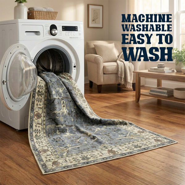 Muddy Mat® Duskfall Washable Area Rugs for Living Room, Bedroom & Dining Room – Modern Soft Low Pile Non Slip Carpet – Pet Friendly Waterproof Foldable Rugs for Home