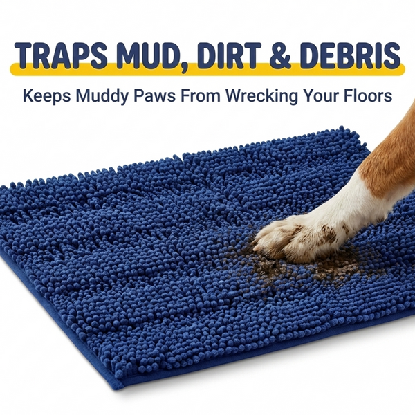 Muddy Mat® StripeMax Dog Floor Mat for Muddy Paws – Thick Plush Striped Chenille Muddy Carpet®, Super Water Absorbent Microfiber, Quick Dry, Slip Resistant Washable Indoor Mat