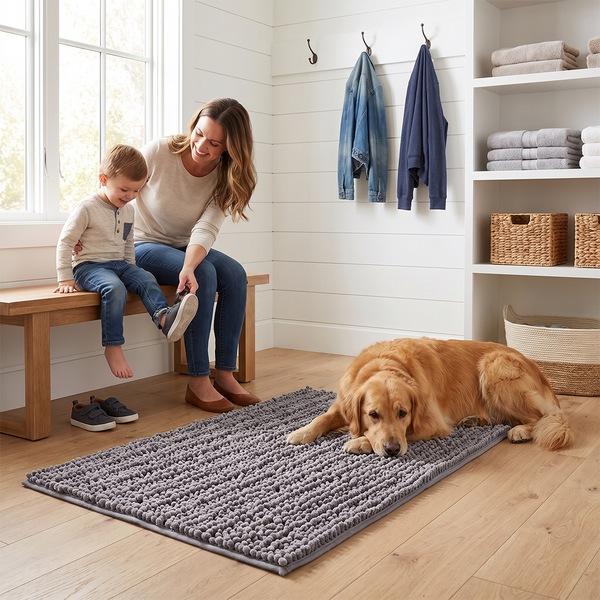 Muddy Mat® DuoMax Dog Door Mat for Muddy Paws – Dual-Texture Absorbent Mat Chenille Entryway Muddy Carpet®, Microfiber Quick Dry, Slip Resistant Machine Washable Indoor Mat