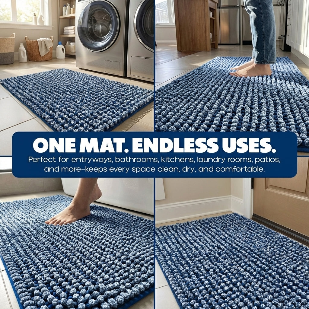 Muddy Mat® TrapMax Indoor Dog Door Mat & Bathroom Rugs – Non Slip Chenille Entryway Rug for Muddy Paws, Super Absorbent Washable Front Door Mat, Quick Dry Bath Mat