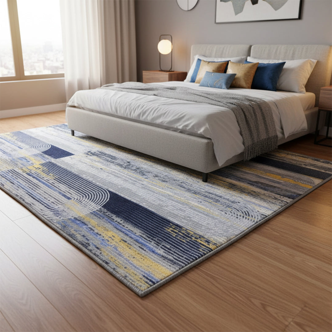 Muddy Mat® Horizon Washable Area Rugs for Living Room, Bedroom & Dining Room – Modern Soft Low Pile Non Slip Carpet – Pet Friendly Waterproof Foldable Rugs for Home