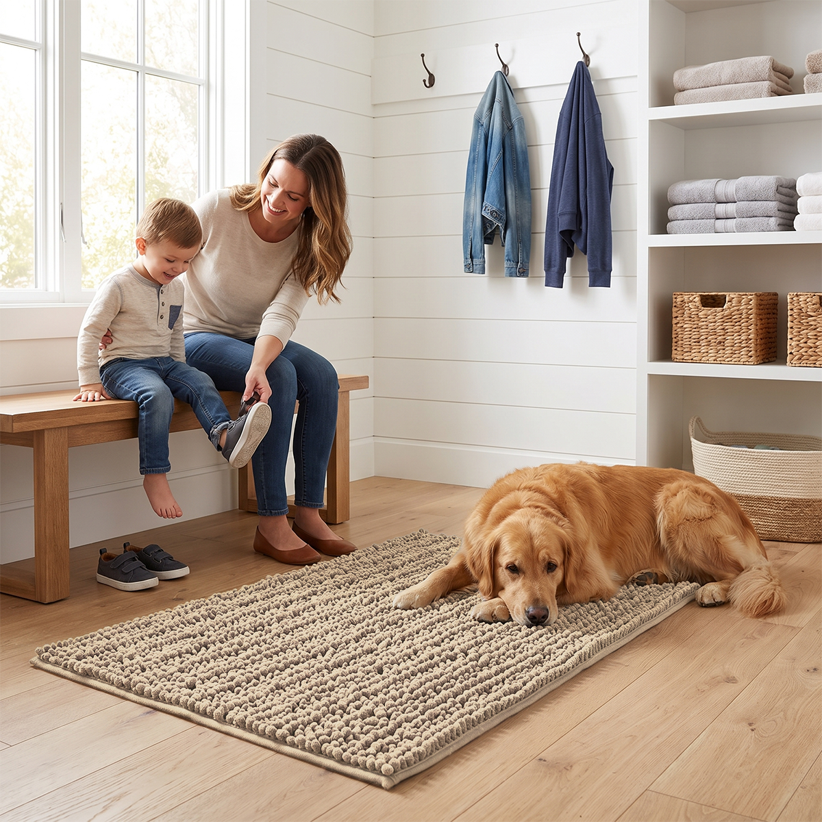 Muddy Mat® DuoMax Dog Door Mat for Muddy Paws – Dual-Texture Absorbent Mat Chenille Entryway Muddy Carpet®, Microfiber Quick Dry, Slip Resistant Machine Washable Indoor Mat