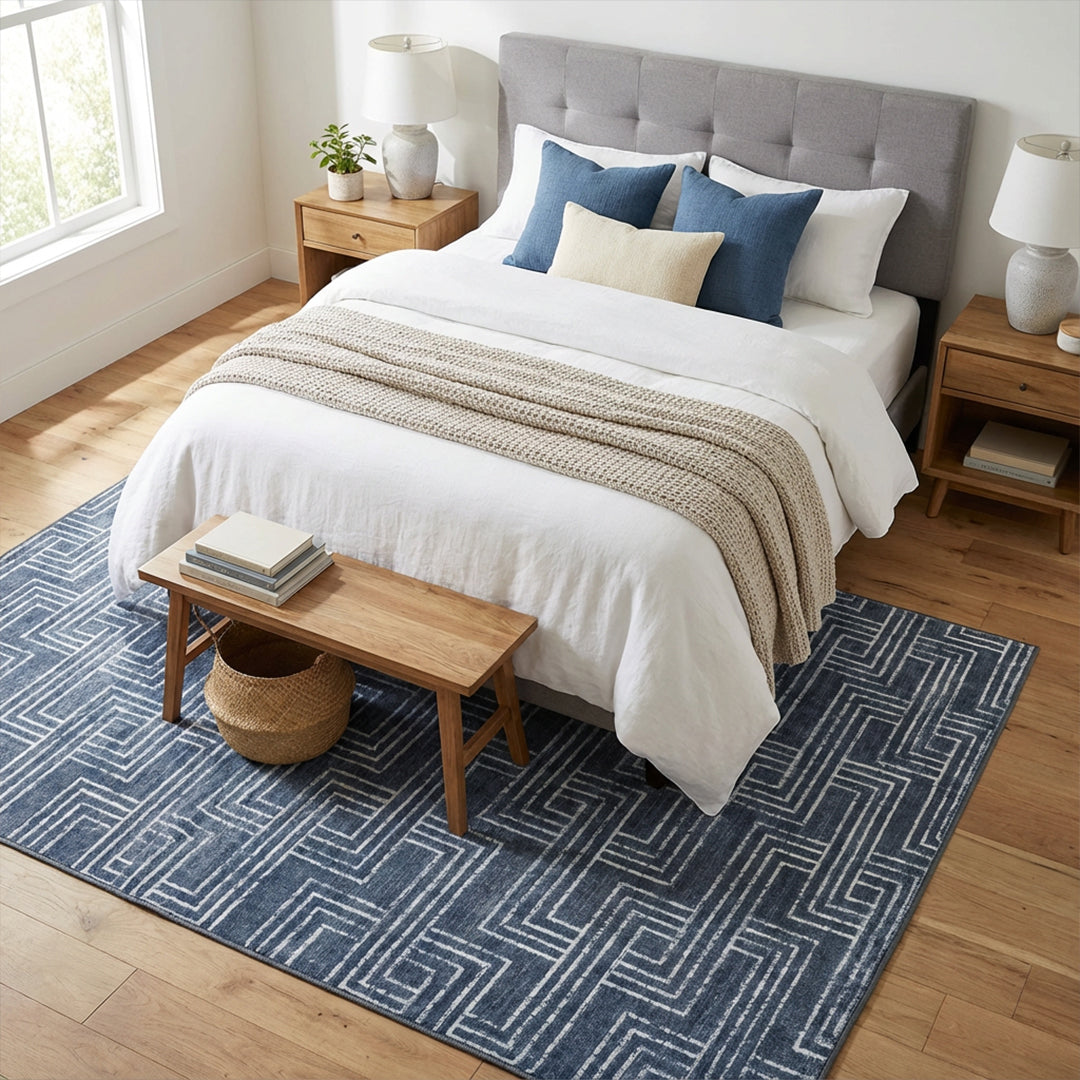 Muddy Mat® Cipher Washable Area Rugs for Living Room, Bedroom & Dining Room – Modern Soft Low Pile Non Slip Carpet – Pet Friendly Waterproof Foldable Rugs for Home