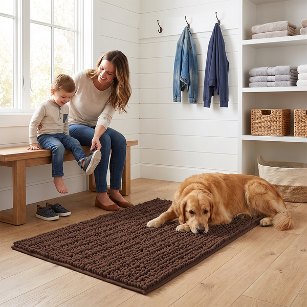 Muddy Mat® DuoMax Dog Door Mat for Muddy Paws – Dual-Texture Absorbent Mat Chenille Entryway Muddy Carpet®, Microfiber Quick Dry, Slip Resistant Machine Washable Indoor Mat