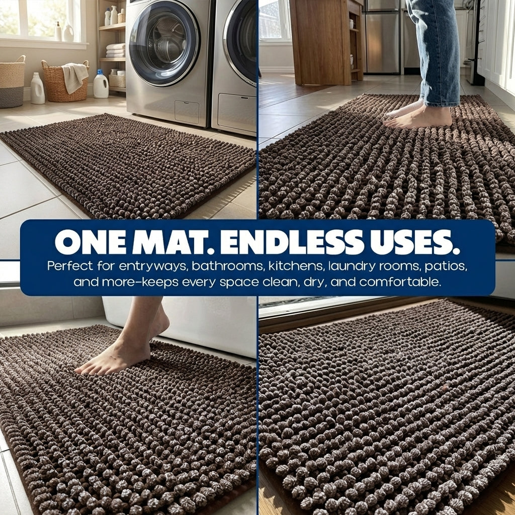 Muddy Mat® TrapMax Indoor Dog Door Mat & Bathroom Rugs – Non Slip Chenille Entryway Rug for Muddy Paws, Super Absorbent Washable Front Door Mat, Quick Dry Bath Mat
