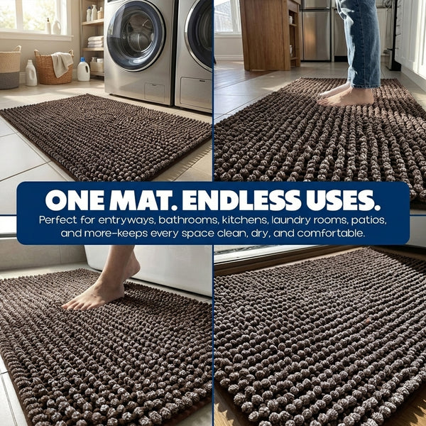 Muddy Mat® TrapMax Indoor Dog Door Mat & Bathroom Rugs – Non Slip Chenille Entryway Rug for Muddy Paws, Super Absorbent Washable Front Door Mat, Quick Dry Bath Mat