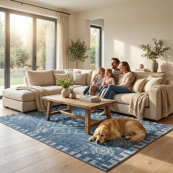 Muddy Mat® Mesa Washable Area Rugs for Living Room, Bedroom & Dining Room – Modern Soft Low Pile Non Slip Carpet – Pet Friendly Waterproof Foldable Rugs for Home