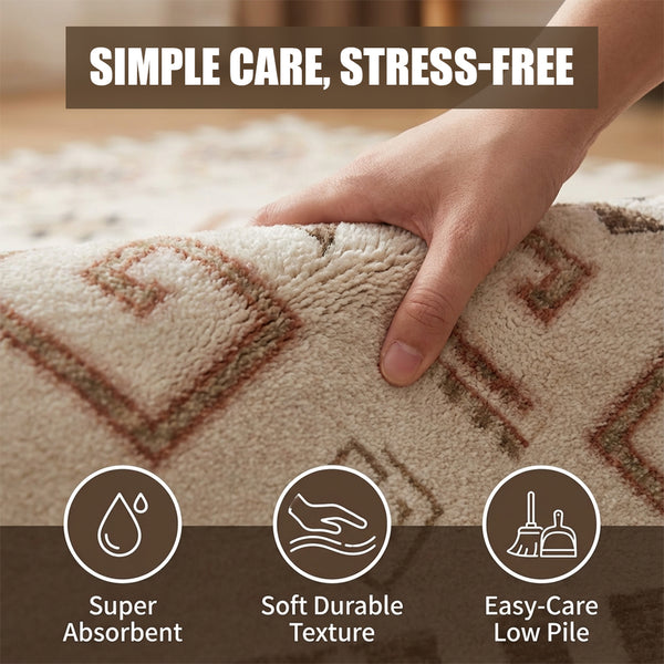 Muddy Mat® Sedona Washable Area Rugs for Living Room, Bedroom & Dining Room – Modern Soft Low Pile Non Slip Carpet – Pet Friendly Waterproof Foldable Rugs for Home