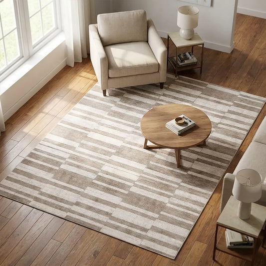 Muddy Mat® Brickline Washable Area Rugs for Living Room, Bedroom & Dining Room – Modern Soft Low Pile Non Slip Carpet – Pet Friendly Waterproof Foldable Rugs for Home