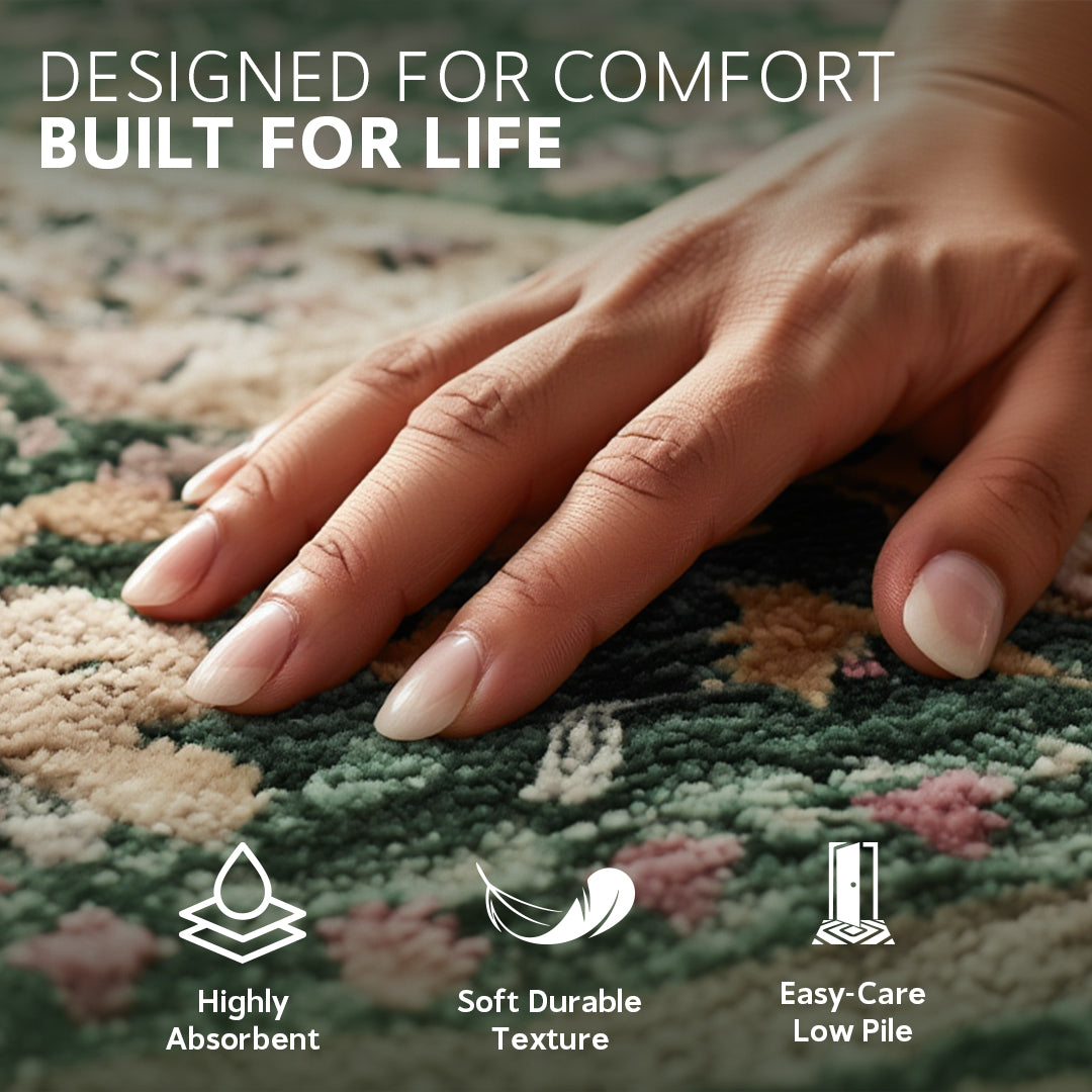 Muddy Mat® Eden Washable Area Rugs for Living Room, Bedroom & Dining Room – Modern Soft Low Pile Non Slip Carpet – Pet Friendly Waterproof Foldable Rugs for Home