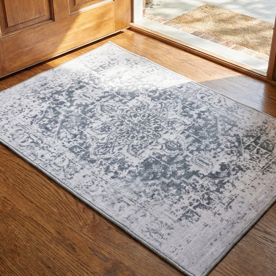 Muddy Mat® Frostbell Washable Area Rugs for Living Room, Bedroom & Dining Room – Modern Soft Low Pile Non Slip Carpet – Pet Friendly Waterproof Foldable Rugs for Home