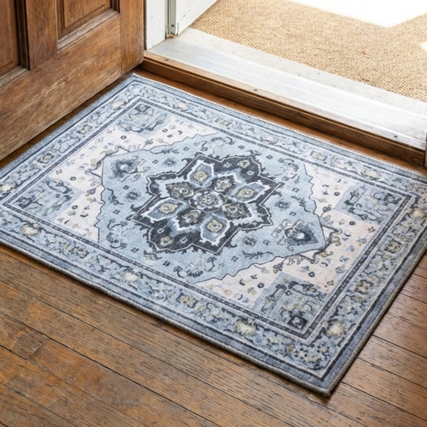 Muddy Mat® Azure Washable Area Rugs for Living Room, Bedroom & Dining Room – Modern Soft Low Pile Non Slip Carpet – Pet Friendly Waterproof Foldable Rugs for Home