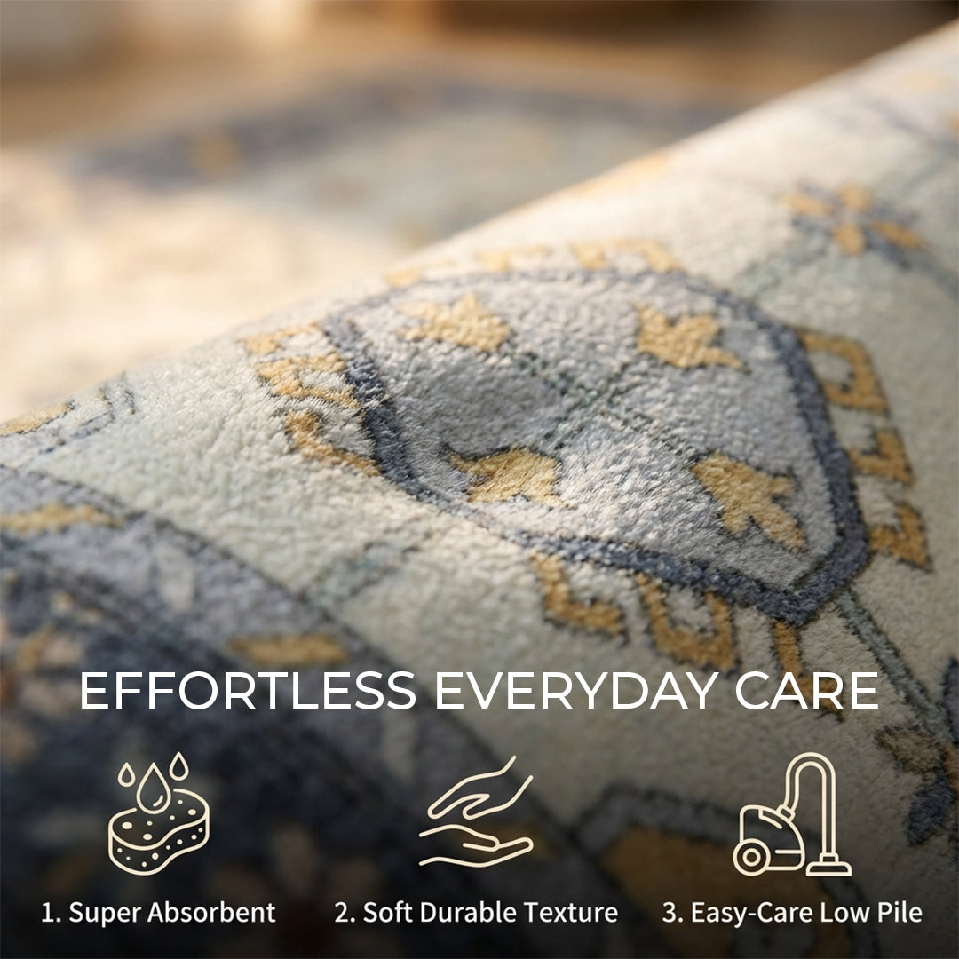 Muddy Mat® Celeste Washable Area Rugs for Living Room, Bedroom & Dining Room – Modern Soft Low Pile Non Slip Carpet – Pet Friendly Waterproof Foldable Rugs for Home