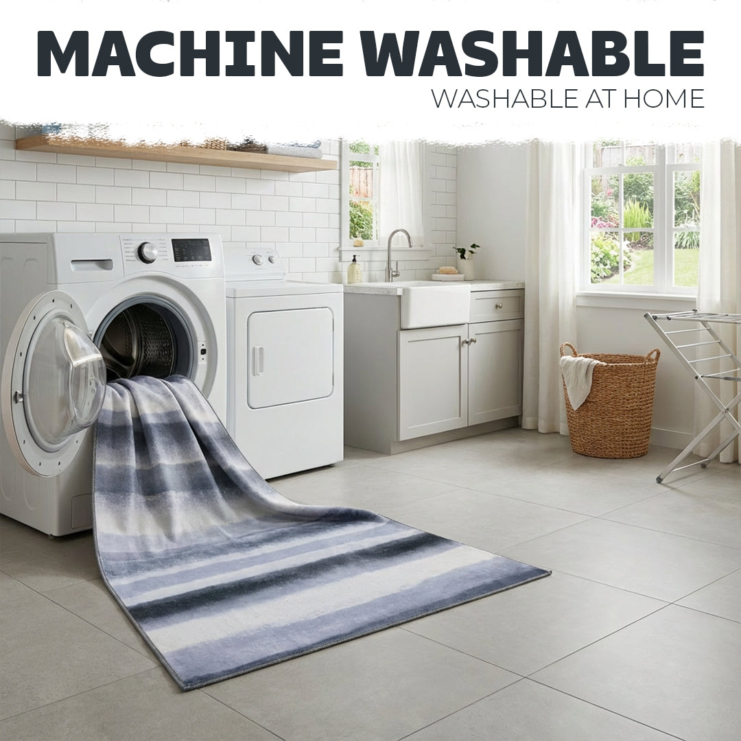 Muddy Mat® Mist Washable Area Rugs for Living Room, Bedroom & Dining Room – Modern Soft Low Pile Non Slip Carpet – Pet Friendly Waterproof Foldable Rugs for Home