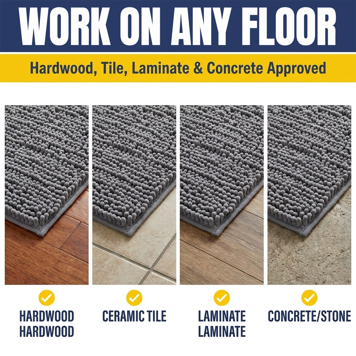 Muddy Mat® MudMax Dog Door Mat for Muddy Paws – Ultra Water Absorbing Mat Chenille Muddy Carpet® Soaks 5X Water, Microfiber Quick Dry, Slip Resistant Machine Washable Indoor Mat